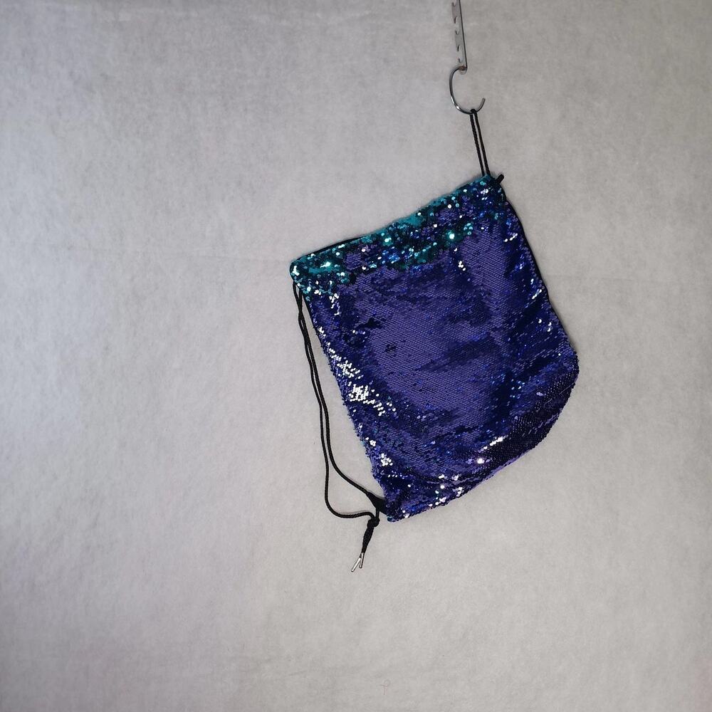 Color-flip Sequin Drawstring Backpack Changing Turquoise/Purple - Picture 3 of 6